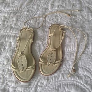 Banana Republic leather cream tie up sandals